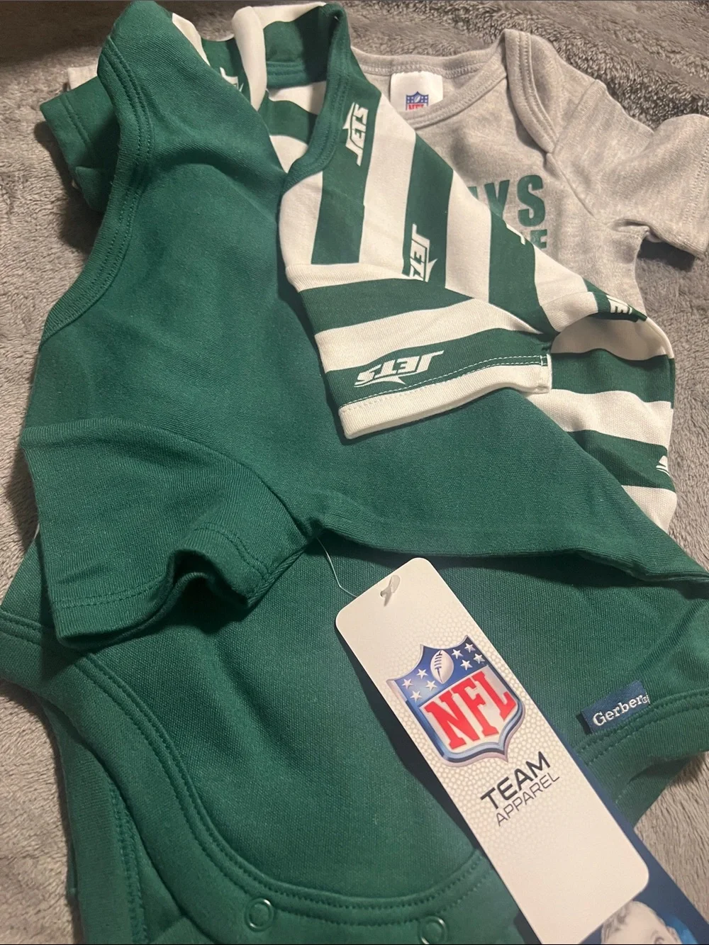 NFL New York Jets Green & White Striped Baby One-Piece